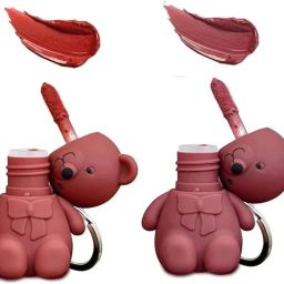 Cute Matte Teddy Bear Keychain Lipstick (2Pcs)-36