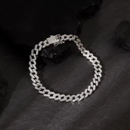 Sterling Silver Zircon Rhodium Bracelet-17