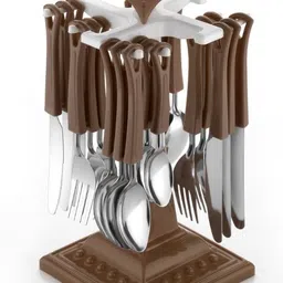 sorath Cutlery Set with Stand - 24-Piece Stainless Steel and Knives for Dining Table Stainless Steel, Plastic Cutlery Set-picture-46