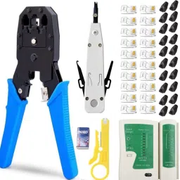 Crimp crimping tool kit set 6 in 1 Crimp CrimpingTool with 20pcs RJ45 Connectors Cat5, Cat5e, 20pcs RJ45 bootcover Manual Crimper-8