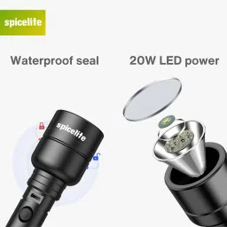 spicelite Marco E30 Metal LED Rechargeable High Range Life Saving Laser LED Torch 20W Torch image 2