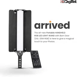 DIGITEK Handheld Wand with Barn Door for Photo & Video Shoot DSL-25W RGB 120 lx Camera LED Light image 2