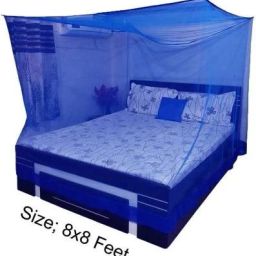 Polyester Adults Washable Square Hanging (8x8) King Size Bed Mosquito Net-image-38