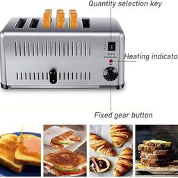 thw THW® Toaster Commercial(6 Slice), Hamburger Bun Toaster, Extra Wide Slots +5 Speed Adjustable, Hand Pop-Up Toasters, Removable Crumb Tray,1 to 2 Minutes image 4