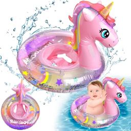 Swimming Tube for Kids with Manual Pump Baby Unicorn Shape Swimmin Tubes Safe Inflatable Swim Floats for Kids Swim Floatation Belt-image-41