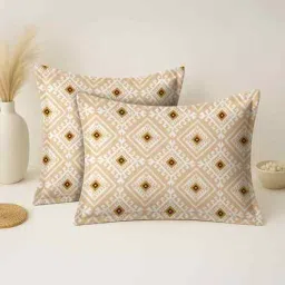 mayfair homes london Beige Cotton 27x18 Inches Pillow Covers (Set of 2)-picture-25