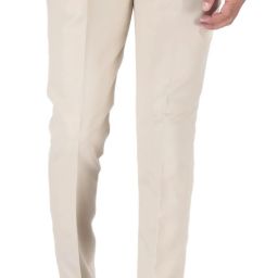 Men Slim Fit Beige Cotton Blend Trousers-image-18