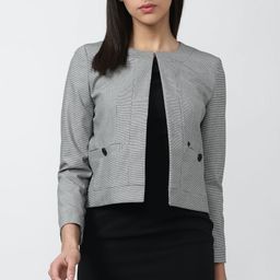 van heusen Women Checkered Single Breasted Casual Blazer-picture-34