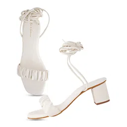 Mast & Harbour White Open Toe Block Heels image 5