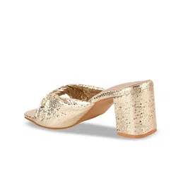 Shoetopia Textured Twisted Strap Block Heels image 2