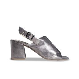 Peach Flores Textured Open Toe Leather Block Heel Mules image 4