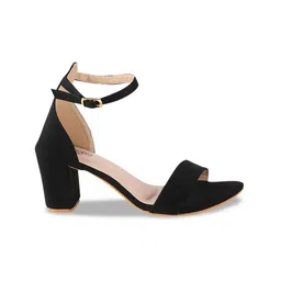 Shoetopia Girls Open Toe Suede Block Heels With Ankle Loop image 5