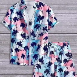 Men Shirt & Pyjama set Multicolor Printed-image-34