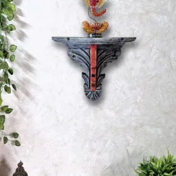 disoo fashions Red & Grey Colour Handcarved Solid Wood Floating Wall Shelf With Wings Design-picture-1