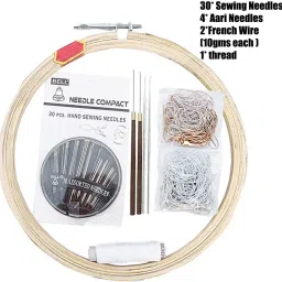 qroof Aari Work Materials Kit for Beginners, Magggam Material with Combo Set Pack image 3