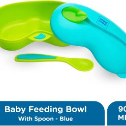 Tight Feeding Bowl With Spoon (Blue)- Polypropylene Plastic-44