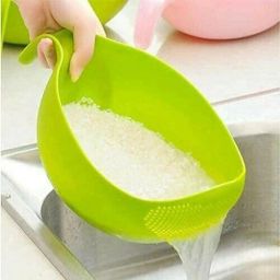 Kitchen Rice Bowl Plastic Fruit Drain Basket with Handle Washing Basket (1 PCS) Strainer-image-88