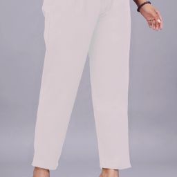 Women Regular Fit White Pure Cotton Trousers-image-18