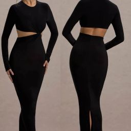 Women Bodycon Black Maxi/Full Length Dress-image-82