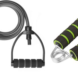 Sports & Fitness Combo Of Adjustable Single Toning Tube With Foam Hand Gripper Fitness Accessory Kit Kit-12