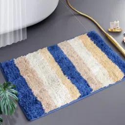 Blue Stripe Microfiber 24x16 Inches Super Soft Bath Mat By Luxe Home International-picture-8
