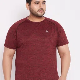 Men Self Design Round Neck Polyester Maroon T-Shirt-image-75