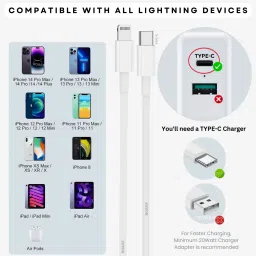 RoarX Lightning Cable 3 A 1 m PVC W PD Fast Charging Type C to Lightning Cable Compatible for iPhone 11, X, XR, 12, 12 Pro, 12 mini, 13 , 13 Pro, 13 Pro Max, 14, 14 plus, 14 pro, 14 pro max fast charging for apple data cable c type image 5