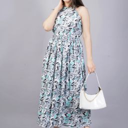 Women Skater Grey Below Knee Dress-image-92