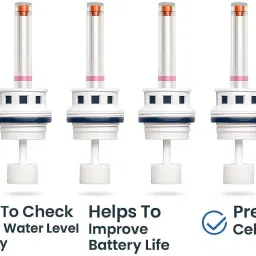 orvello Luminous Compatible [NOT for EXIDE Batteries] Inverter Battery Water Level Float Indicator Cap Set with Fumes Filtration - 1 Set of 6 Pieces for 1 Battery (White-30 mm) Battery Vent Tube image 2
