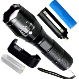 500 Meter Zoomable Waterproof Rechargeable LED 5 Mode Metal Flashlight Torch Home / Outdoor Lamp 20W 2200 mAh Battery Torch (Black : Rechargeable) Torch-7