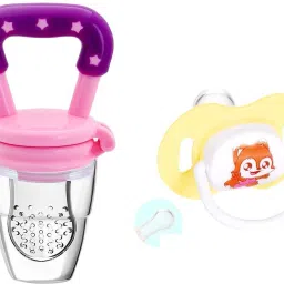 Combo of Fruit nibbler & Soother New Baby Food Pacifier Clips Soother Holder Baby Nipple Feeder Silicone Pacifier Fruits Infant Feeding Supplies Soother Nipples - NBV-04 Teether and Feeder (Multicolor) Soother-9