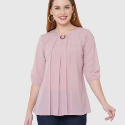 Casual Regular Sleeves Solid Women Pink Top-image-37