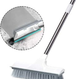 2 in 1 Tile Cleaning Brush Bathroom Floor Scrub with Long Handle Rotatable Brush Microfibre Wet and Dry Brush-7