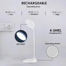 gesto Battery Operated Table Lamp for Students, 3 Level Brightness Touch Control Study Lamp image 2
