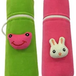 New Born Baby Soft Velvet Milk Feeding Bottle Zip Cover with Attractive Cartoon on The Front Suitable for 240ml (Pack of 2)-image-90