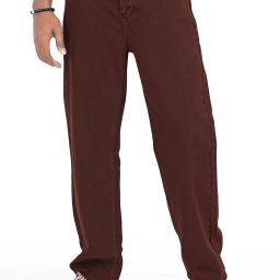 Men Boot-Leg Mid Rise Brown Jeans-image-66