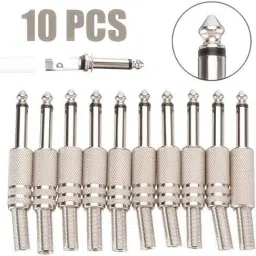 10pc 6.35mm 1/4 Inch Stereo Silver Microphone Metal Pin Mic Pin Connector Male Straight XLR Patch Cable-image-86