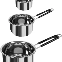 Stainless Steel Induction And gas Stove Suitable Bottom Milk Pot and Saucepan Set of 3 Piece(1Ltr,1.5Ltr,2Ltr)/Milk Pot with /Saucepan with /Steel Milk Pan with /Copper Induction And gas Stove Suitable Bottom Saucepan with /Tapeli Set Sauce Pan 32 cm, 34 cm, 36 cm diameter 1 L, 1.5 L, 2 L capacity-image-69