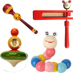 Wooden Rattles Toys for Baby Set of 4 pcs Rattle-image-15