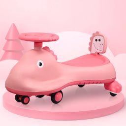 Swing Car for Kids 3+ Years | 80 Kg Weight Capacity | Shark - Pink Kids Scooter-image-91