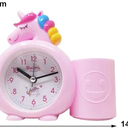 rhinetoys Analog Unicorn Alarm Clock: Loud Bell, Pen Holder, Multicolored Clock image 2