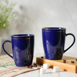 Blue Gold Line Tea Cup Ceramic Coffee Mug-image-7