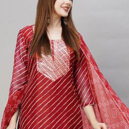Embroidered Kurta, Trouser/Pant & Dupatta Set-image-18