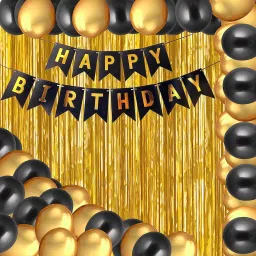 Solid Golden Happy Birthday Decoration, 1st Birthday - 33 Pcs for Birthday Celebration Balloon-image-38