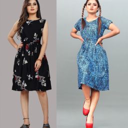 Women Fit and Flare Multicolor Below Knee Dress-image-132
