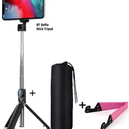 POZUB Selfie Sticks Tripod Stand Bluetooth Remote for Selfie,Vlogging Phone Holder Tripod, Monopod, Monopod Kit, Tripod Kit, Tripod Clamp, Tripod Bracket, Tripod Ball Head image 2