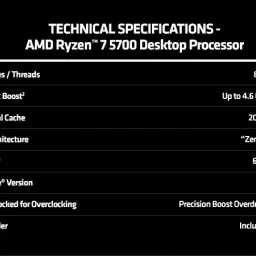 AMD Ryzen 7 5700 4.6 GHz AM4 Socket 8 Cores 16 Threads Desktop Processor image 2