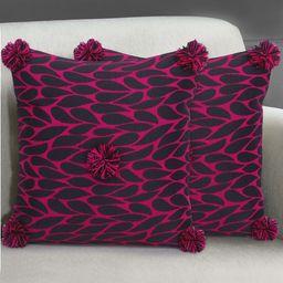 Mezposh Pink & Black Set of 2 Square Cushion Covers-29