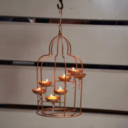 Metal Hanging Lantern with Beads Home Decoration for Living Room Gold Metal Hanging Lantern-image-69