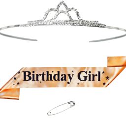Birthday Girl Gold Sash & Diamond Studded Crown/Tiara For Girls & Womens-26